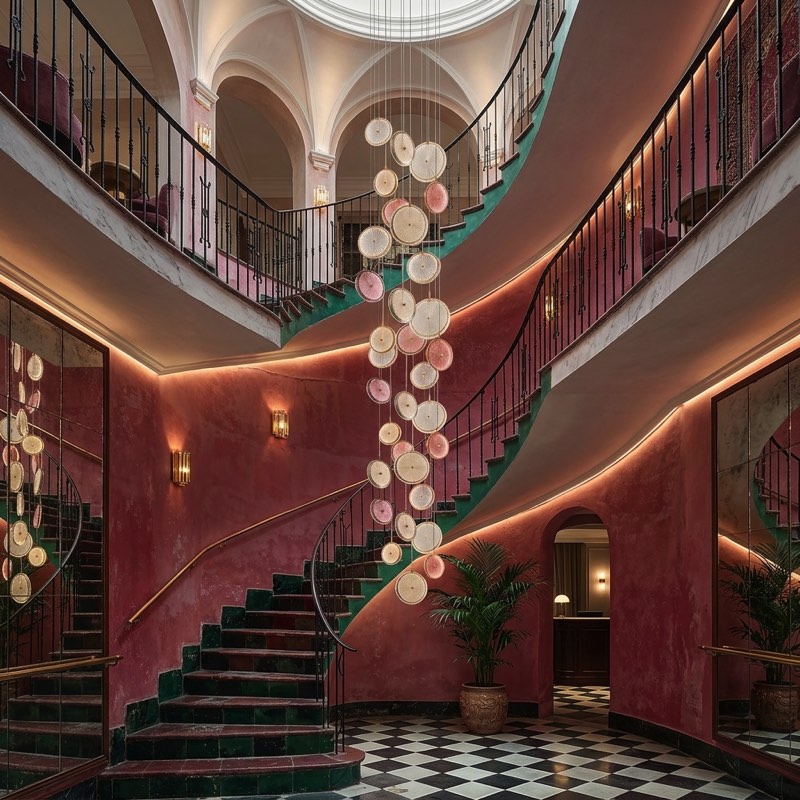 Plafoniera in vetro di Murano per suite hotel